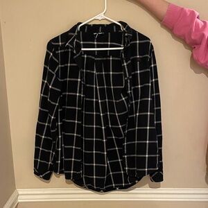 Black Diamond Women's Black and White Plaid Button Down Shirt